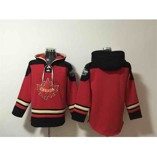 Men Team Canada Blank 2025 Red Black Ageless Must Have Lace Up Pullover Hoodie